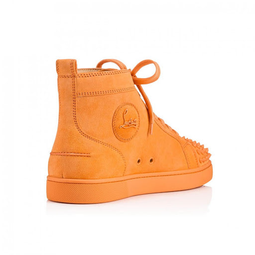 Christian Louboutin Lou Spikes Flat Mens Suede Sneakers in Capucine