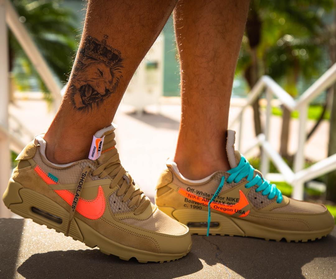 Off White X Nike Air Max 90 Desert Ore CREP LDN