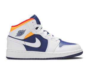 Nike Air Jordan 1 Mid GS 'White Laser Orange Royal Blue'