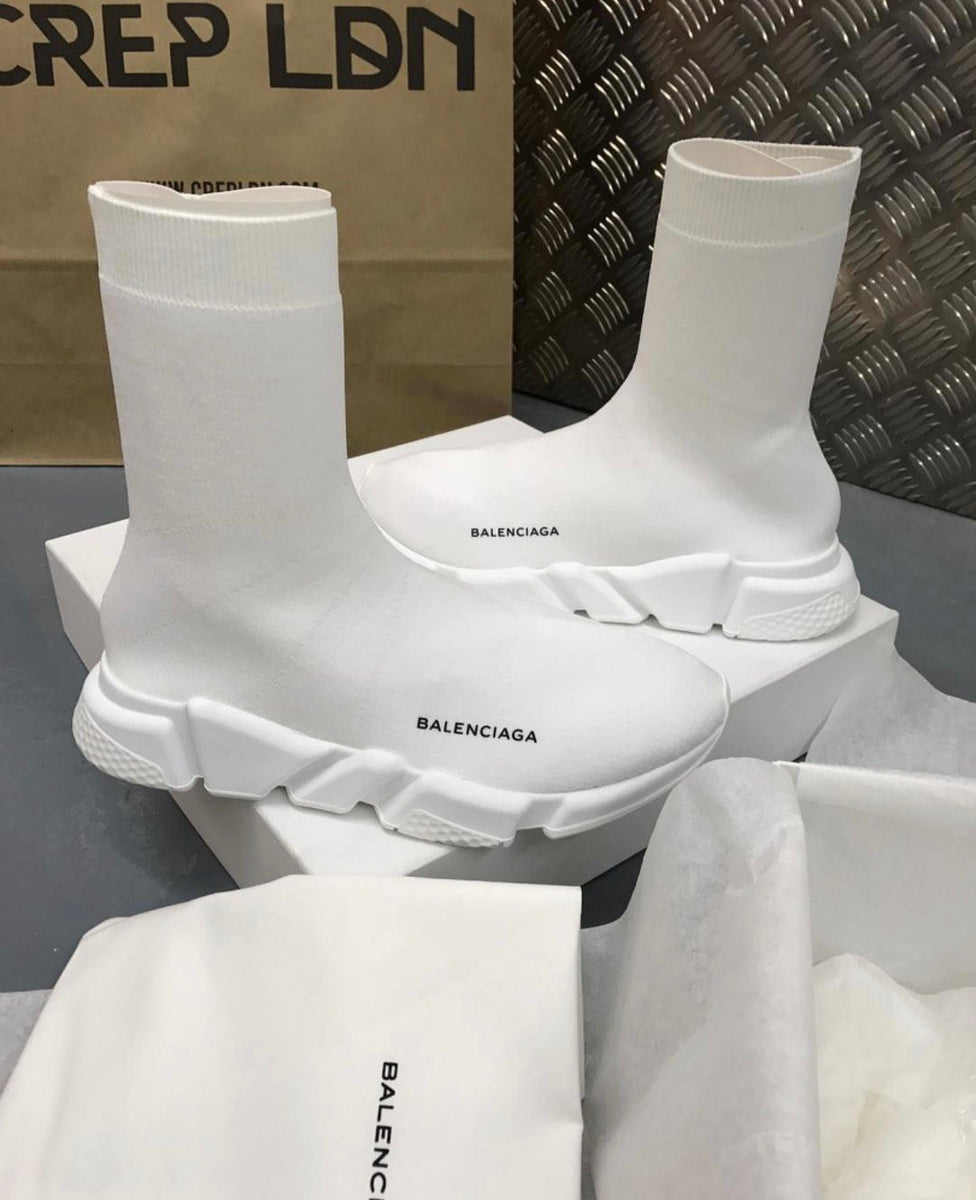 Balenciaga Speed Trainer Knit Runner High White CREP LDN