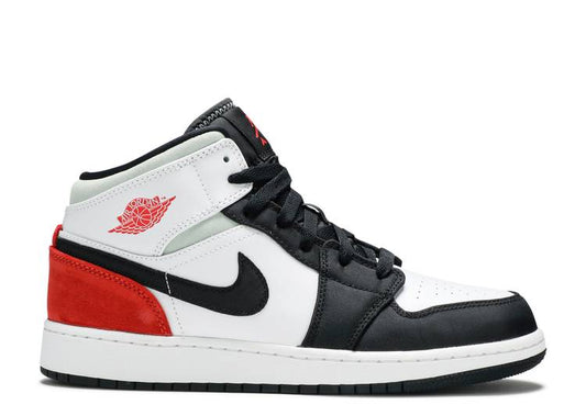 Nike Air Jordan 1 Mid SE White Black Red Spruce (GS)