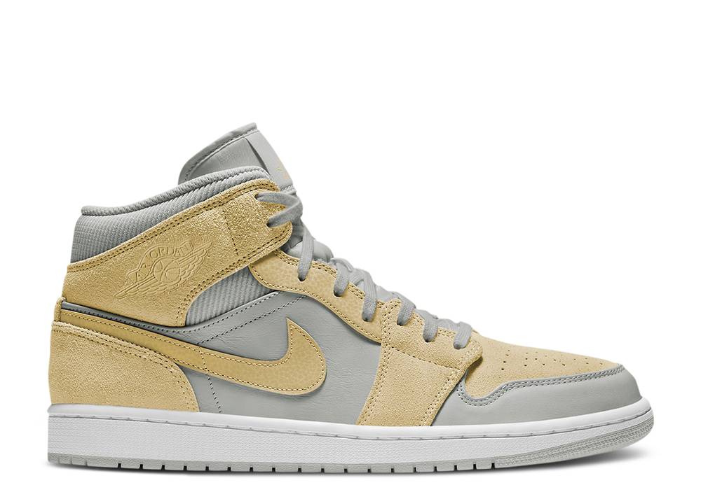 Nike Air Jordan 1 Mid 'Mixed Textures Grey Fog Lemon'